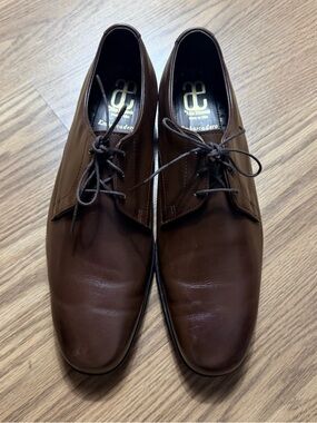 Mens Allen Edmonds Embarcadero Plain Toe Brown Leather Dress Shoes Size 8.5 D